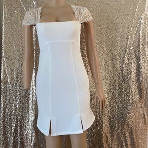 white formal mini dress
